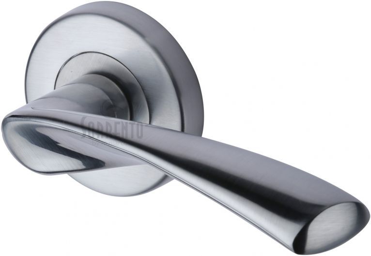 Treviso lever on rose handle in satin chrome